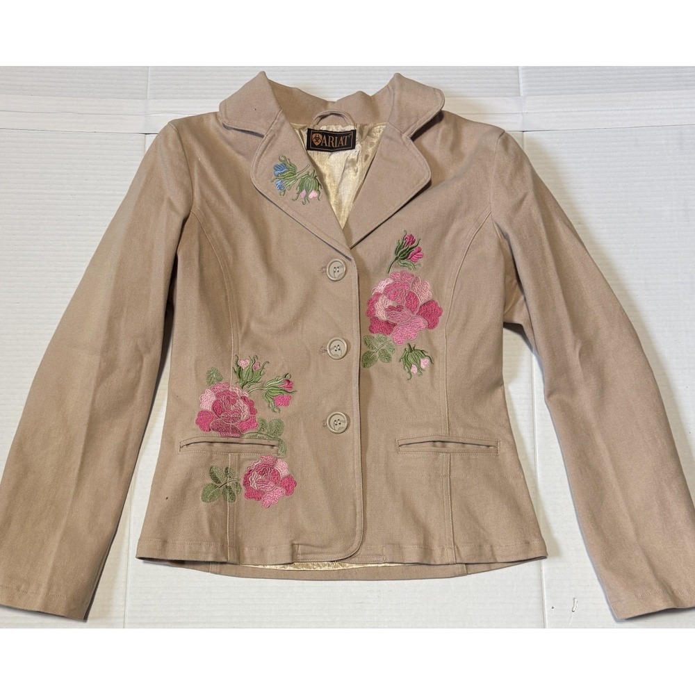 ARIAT - Women's Beige Rose Embroidered Western Blazer Jacket - Size Medium - Picture 7 of 7